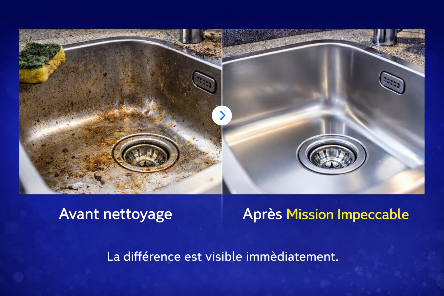 evier avant apres nettoyage